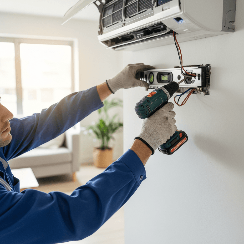 Air conditioning split system installation by Zephyr Climate technician