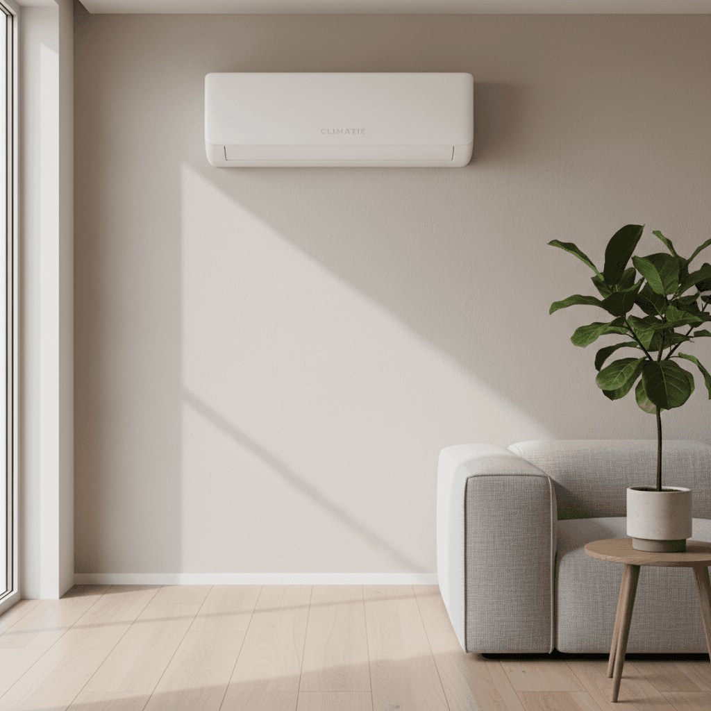 Single split system unit mounted on home wall